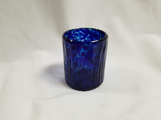 Hand Blown Low Ball Tumbler Glass - Deep Sea