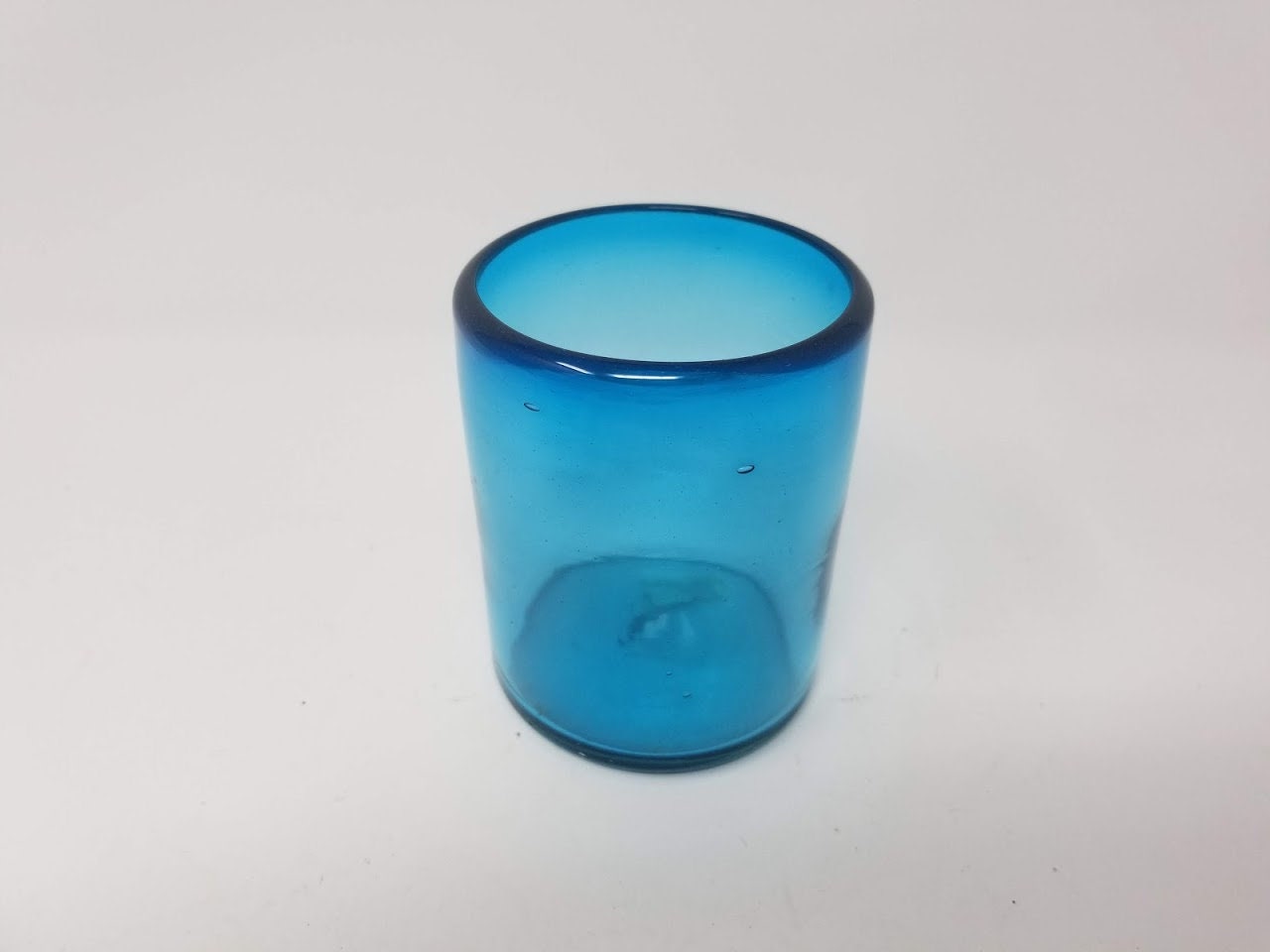 1 Hand Blown Low Ball Tumbler Glass - Solid Turquoise - Blue Dorado Designs