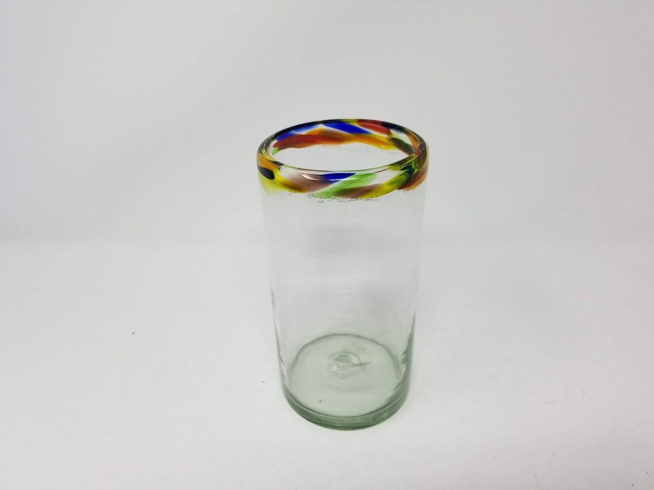 Hand Blown Water Glass - Confetti Rim