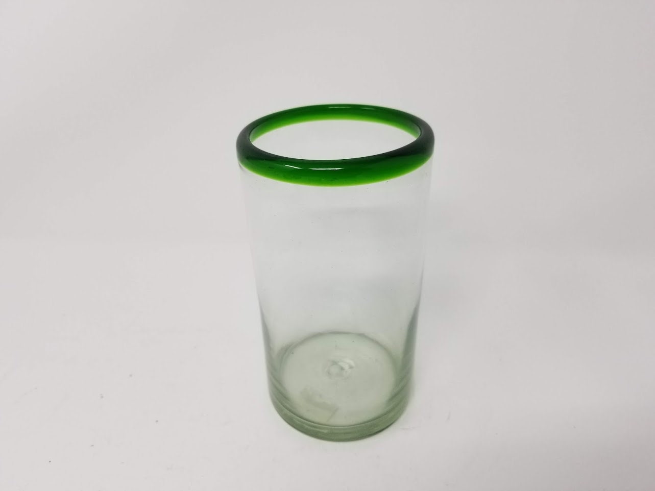 Hand Blown Water Glass - Green Rim