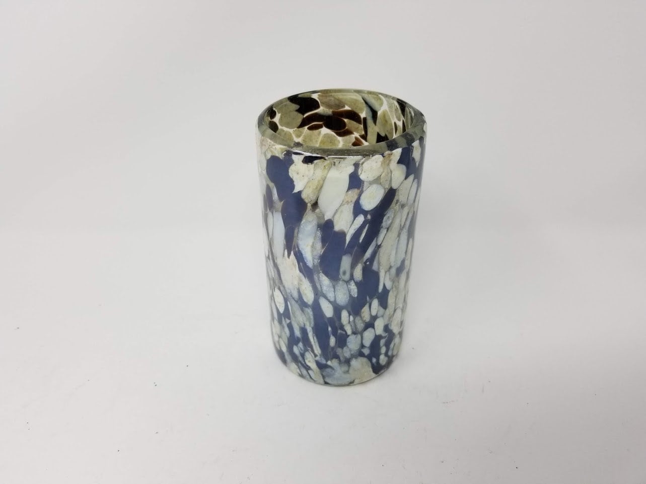 1 Hand Blown Water Glass - Mocha/Tan Confetti - Blue Dorado Designs