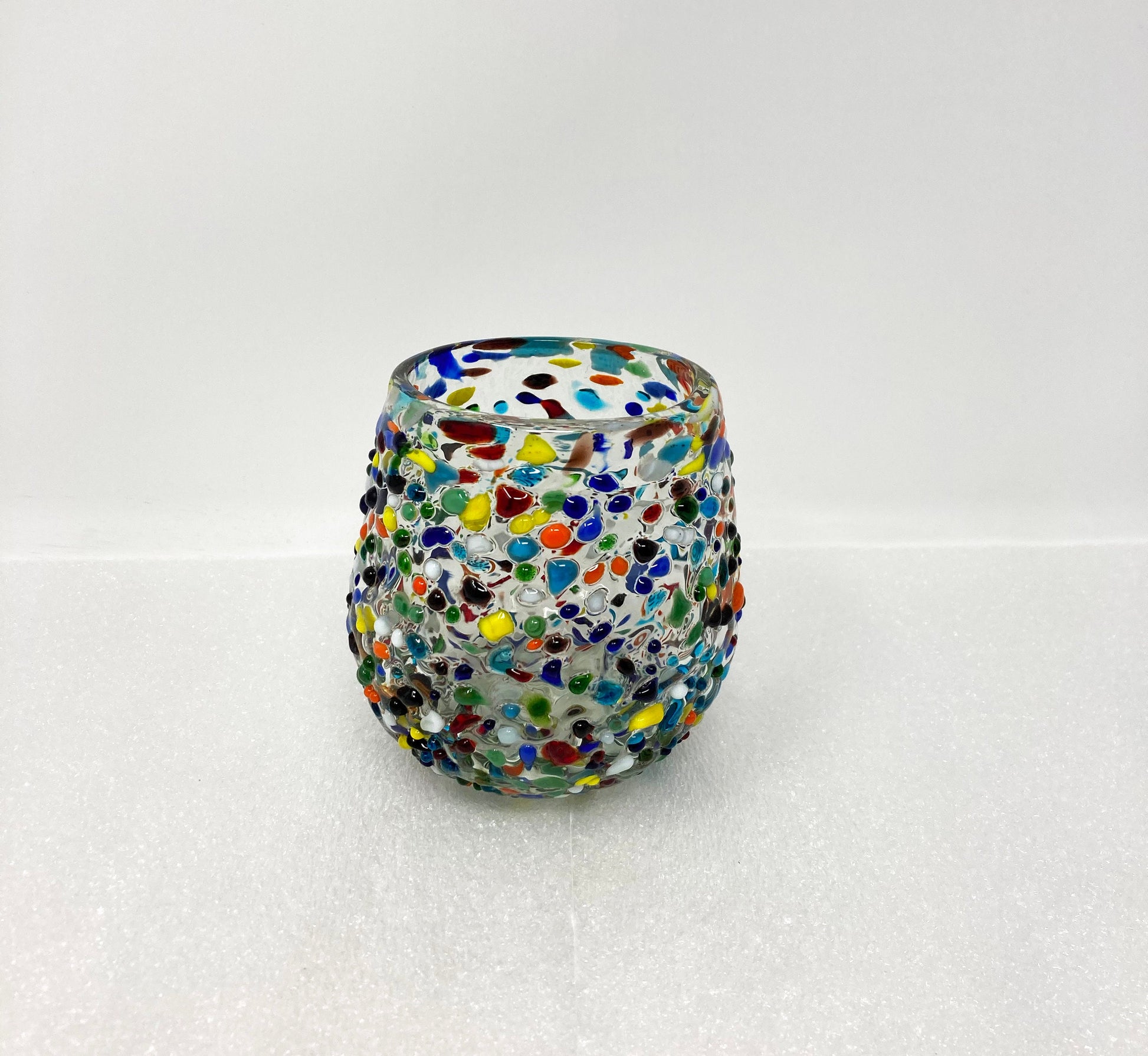 1 Stemless Wine Glass - Rainbow Graniti - Blue Dorado Designs