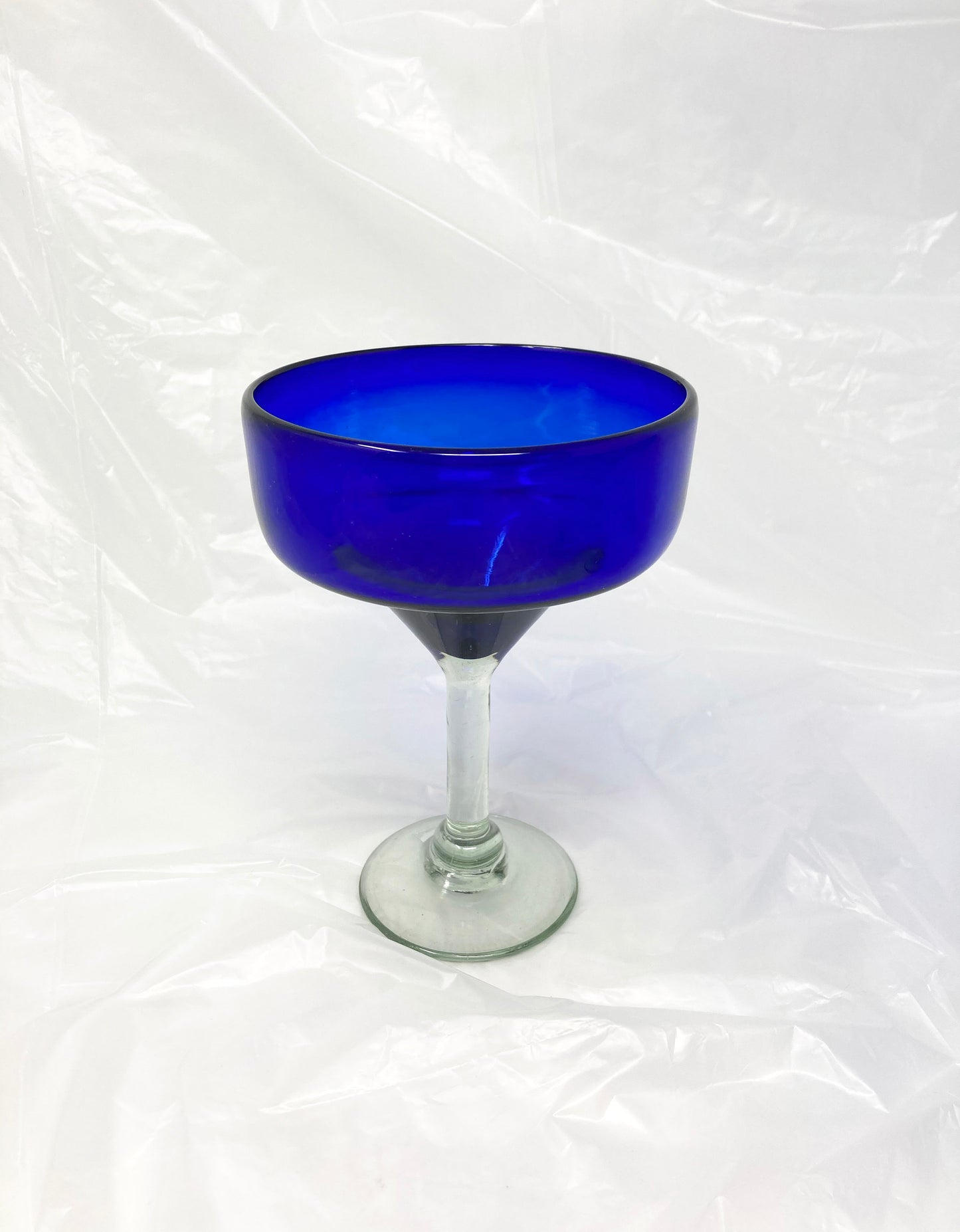 Hand Blown Margarita Glass - Solid Blue