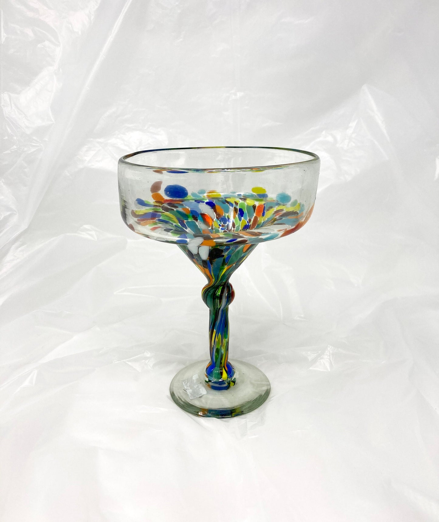 Hand Blown Margarita Glass - Confetti Base