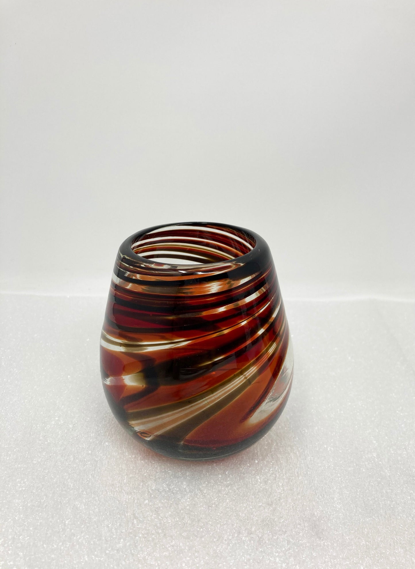 Stemless Wine Glass - Red/Chocolate Swirl