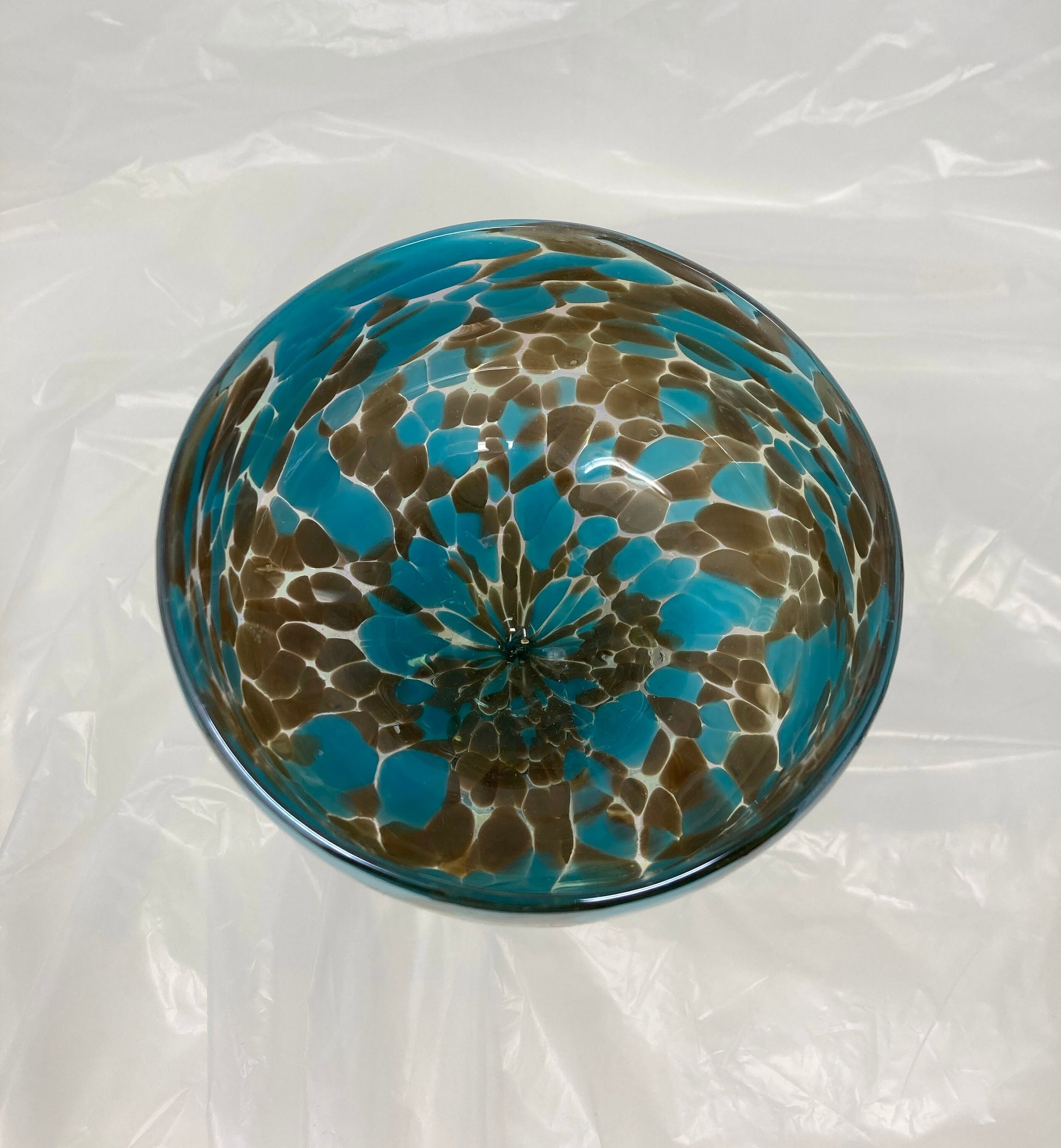 1 Hand Blown Margarita Glass - Blue Chocolate Iridescent Confetti - Blue Dorado Designs