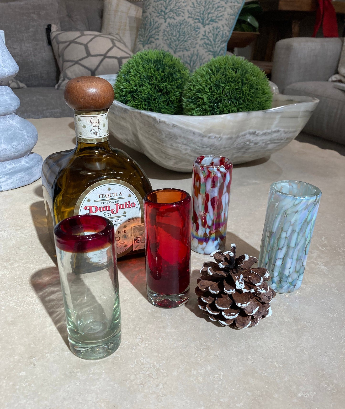 4 Hand Blown Shot Glasses - The Holiday II Collection