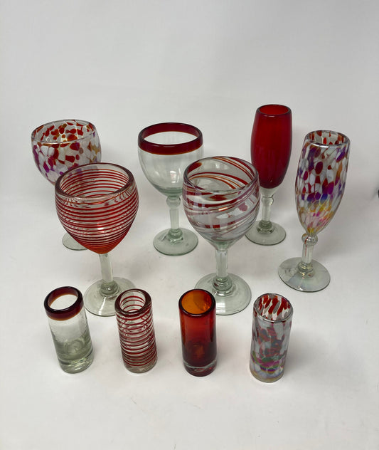 10 Assorted Glasses - Christmas Red