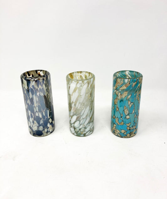 3 Hand Blown Shot Glasses - The Confetti Earth Collection