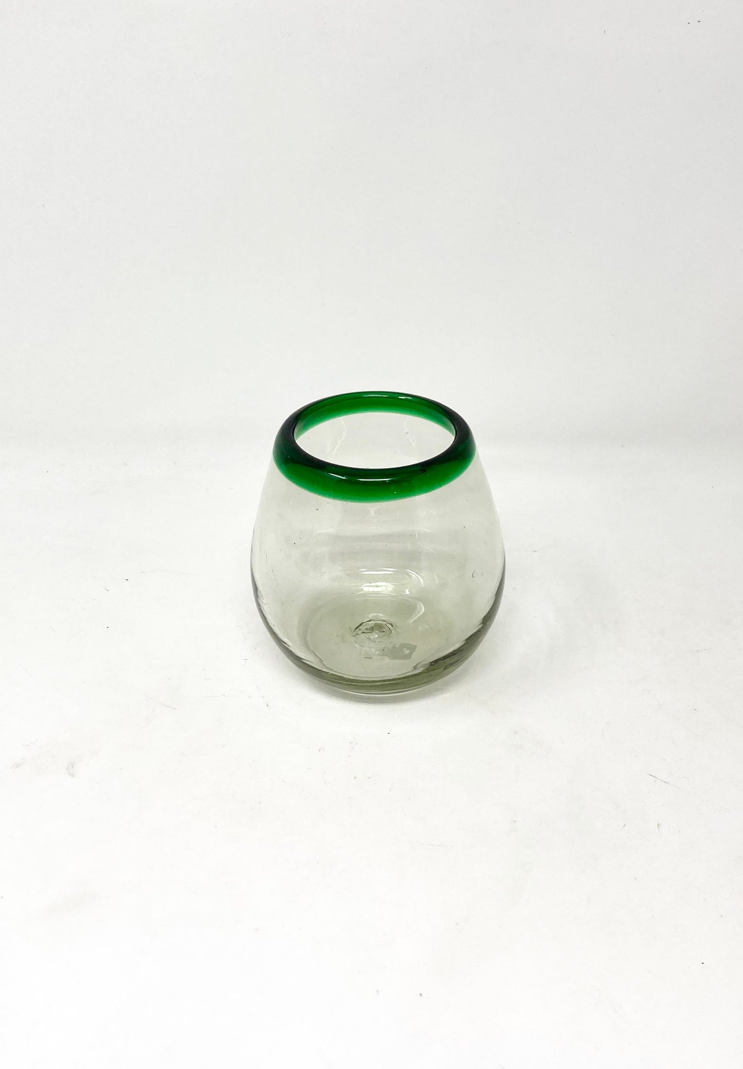Stemless Wine Glass - Green Rim