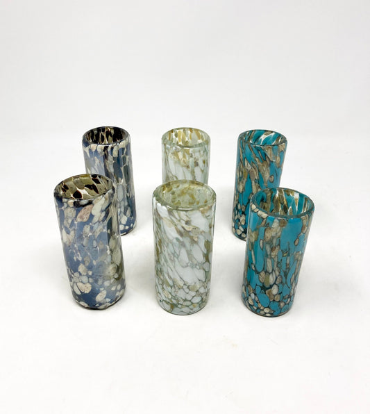 6 Hand Blown Shot Glasses - The Confetti Earth Collection