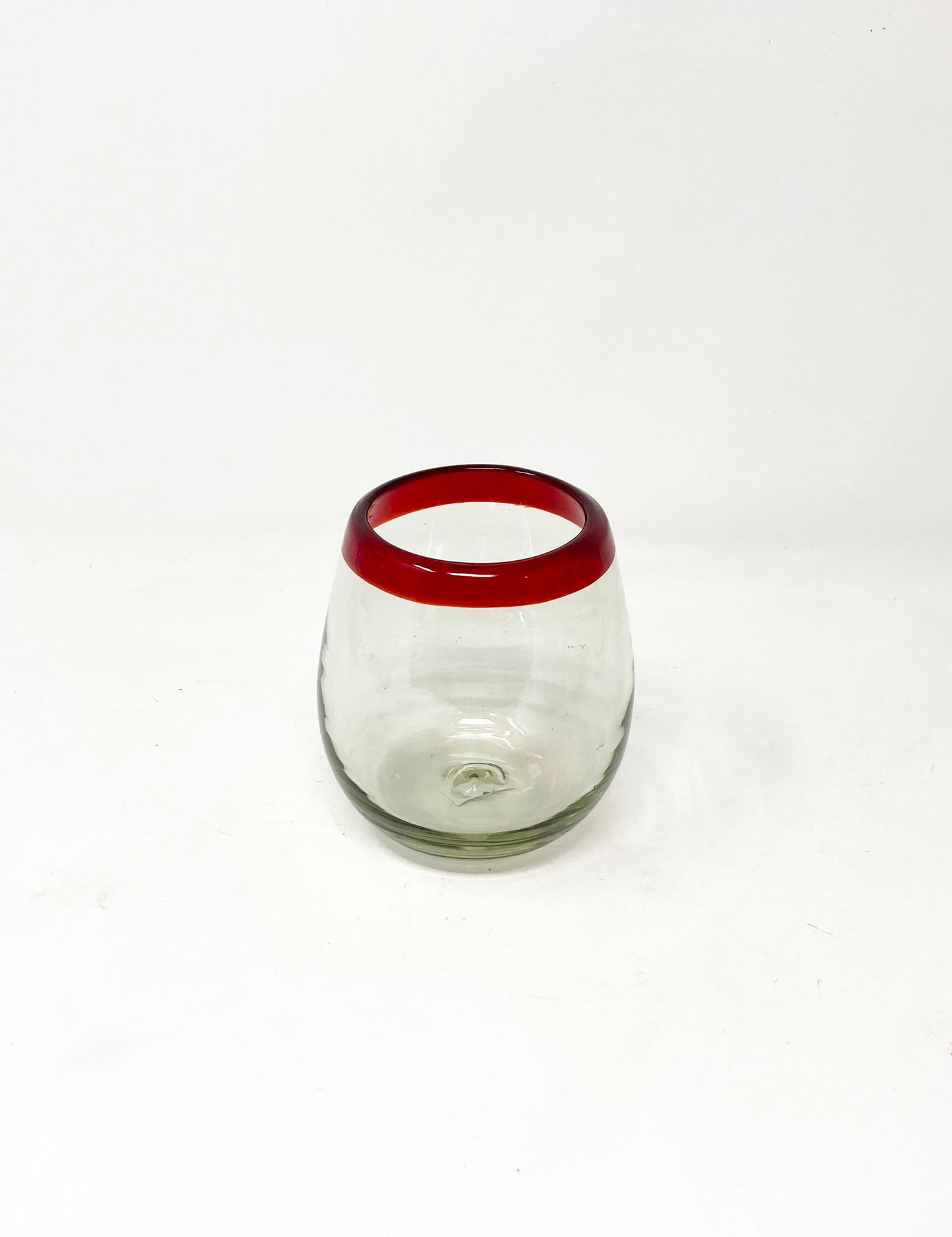 Stemless Wine Glass - Red Rim