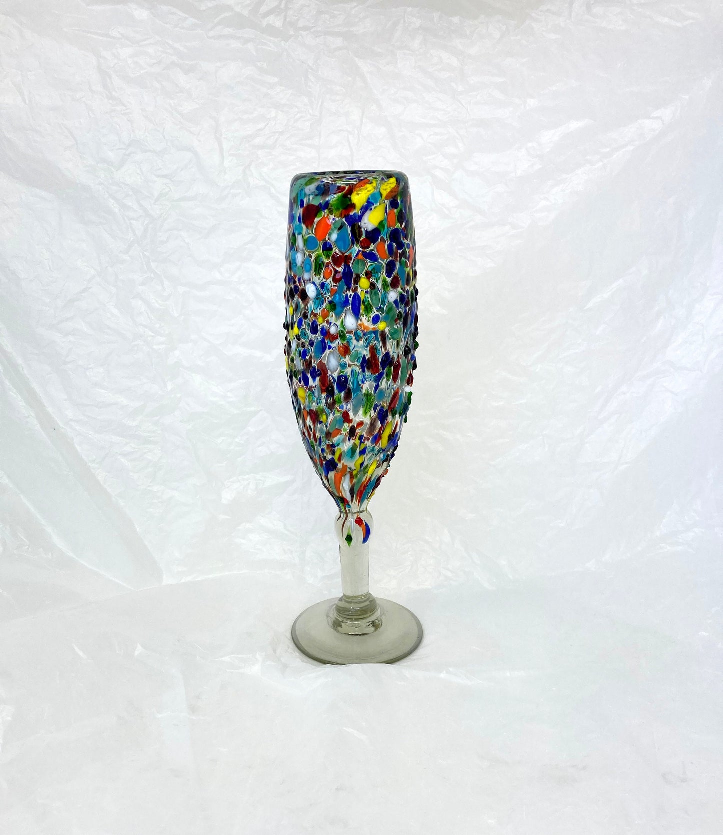 Hand Blown Champagne Glass - Rainbow Graniti