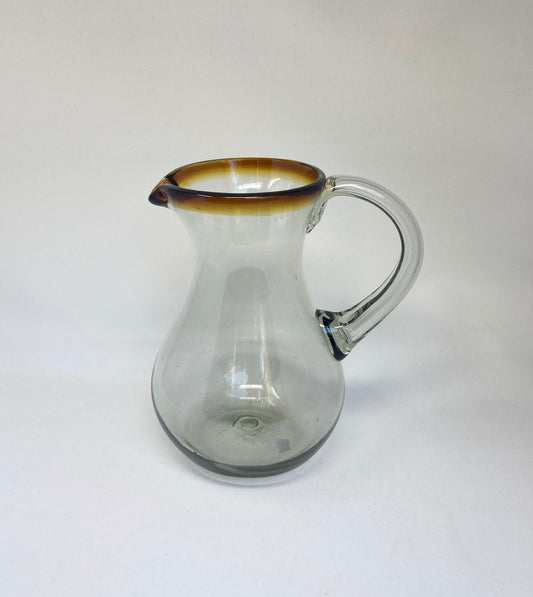 80 oz Hand Blown Glass Pitcher - HG Amber Rim