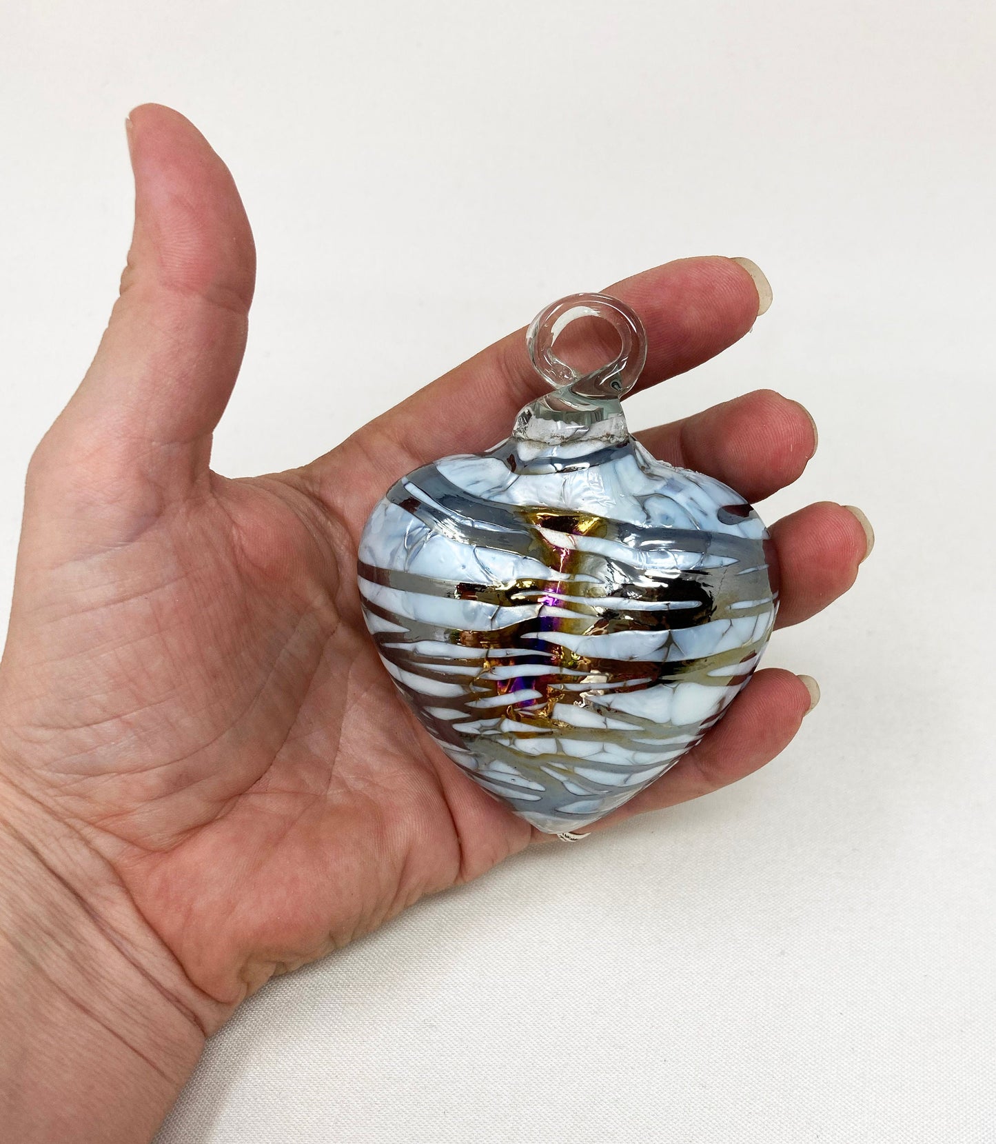 Hand Blown Glass Heart - 2.5" - Chocolate Web