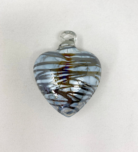 Hand Blown Glass Heart - 2.5" - Chocolate Web