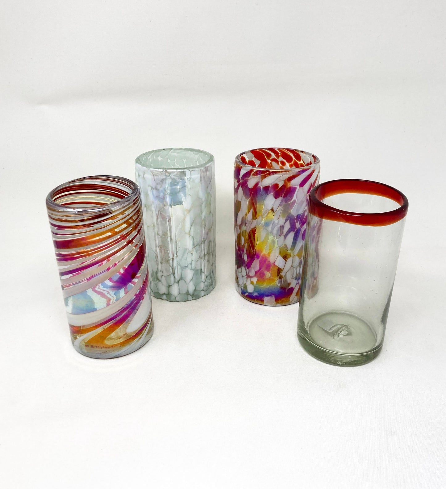 4 Hand Blown Water Glasses - The Holiday Red Collection