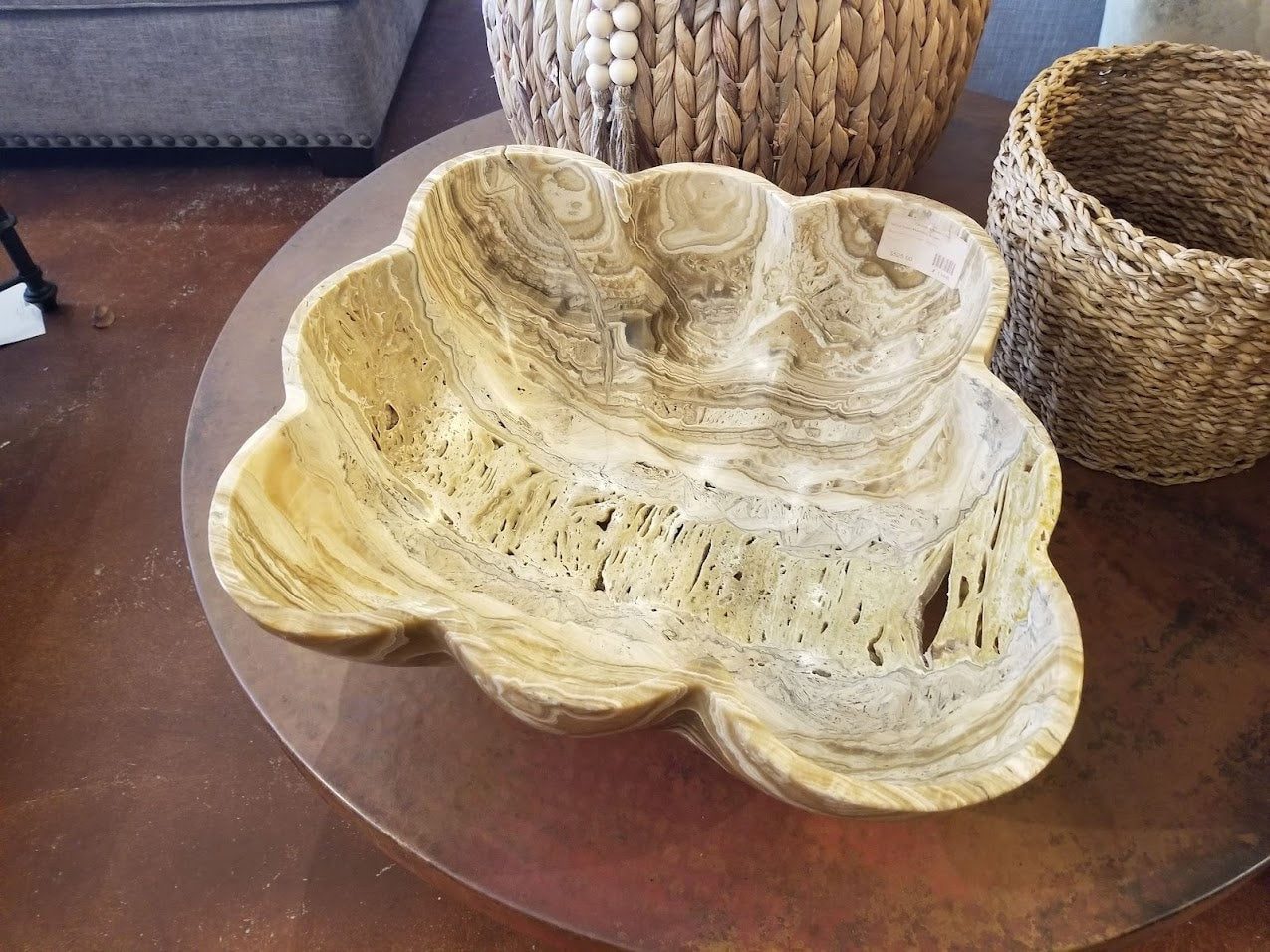 Onyx bowl -  Wavy Edge - Beige, cream, and caramel #13445