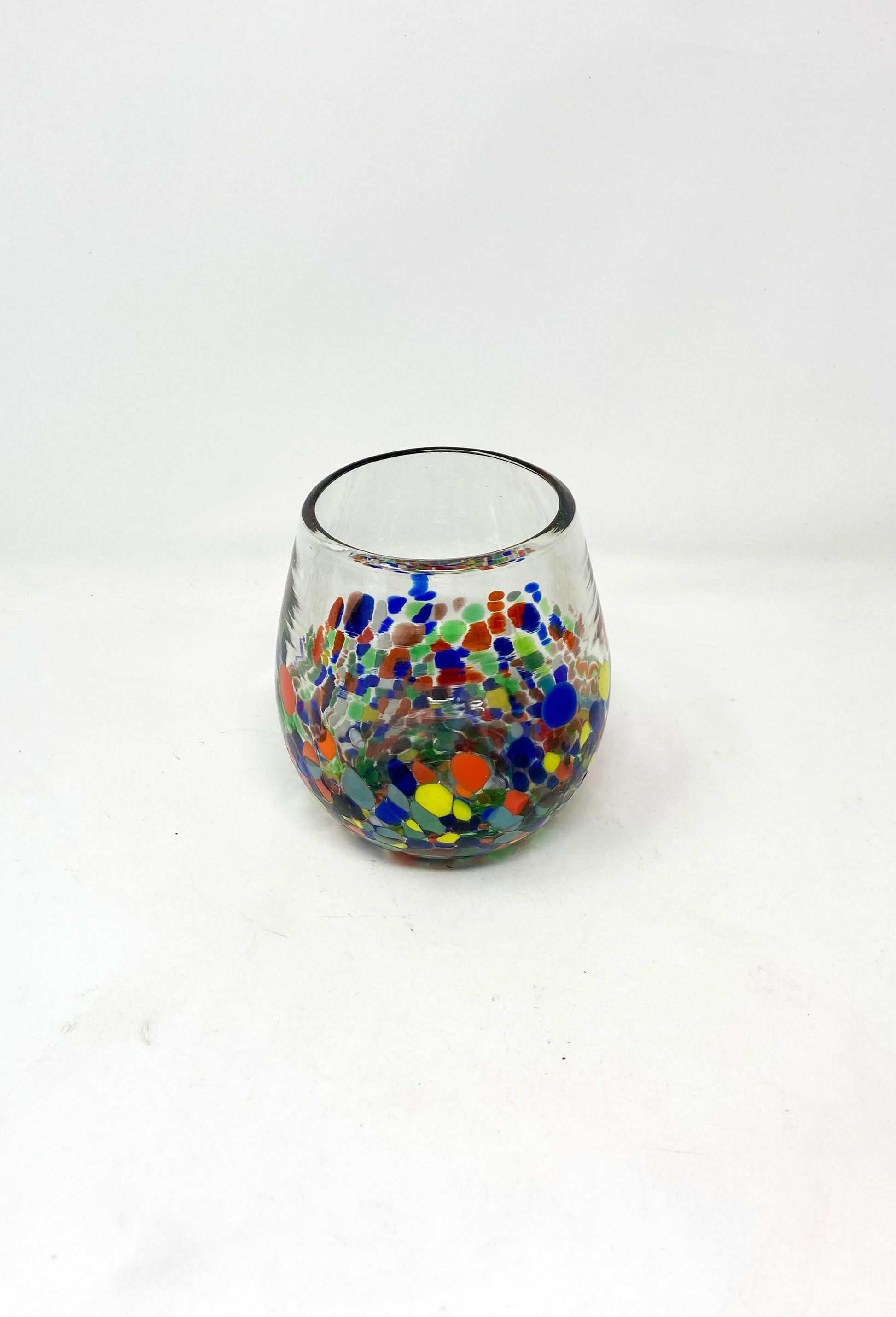 4 Hand Blown Stemless Wine Glasses -  The Cabo Collection - Blue Dorado Designs