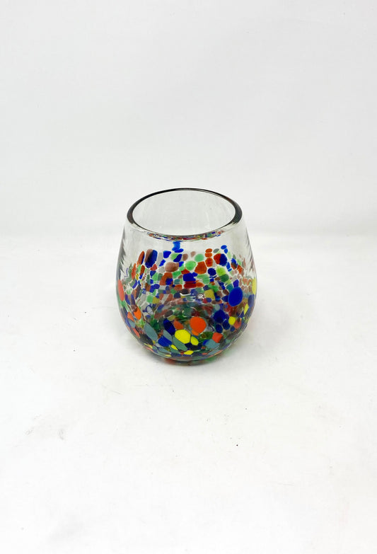 4 Hand Blown Stemless Wine Glasses -  The Cabo Collection - Blue Dorado Designs