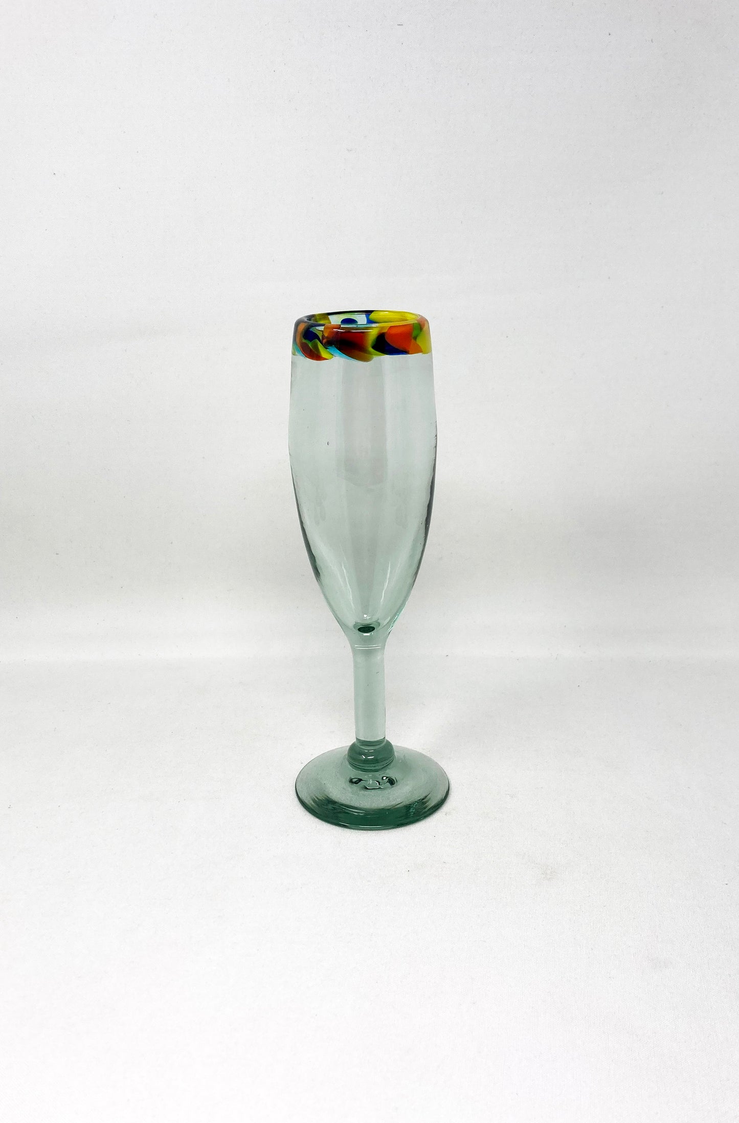 Hand Blown Champagne Glass - Confetti Rim