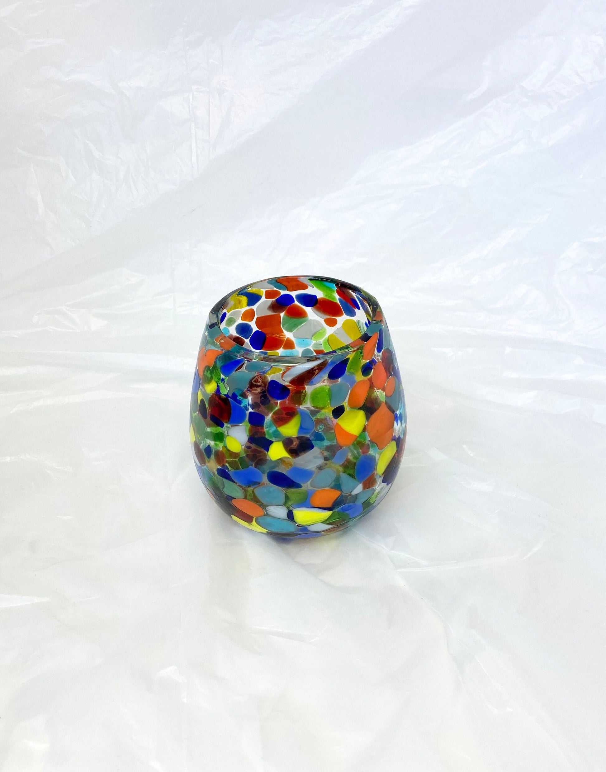 4 Hand Blown Stemless Wine Glasses -  The Cabo Collection - Blue Dorado Designs