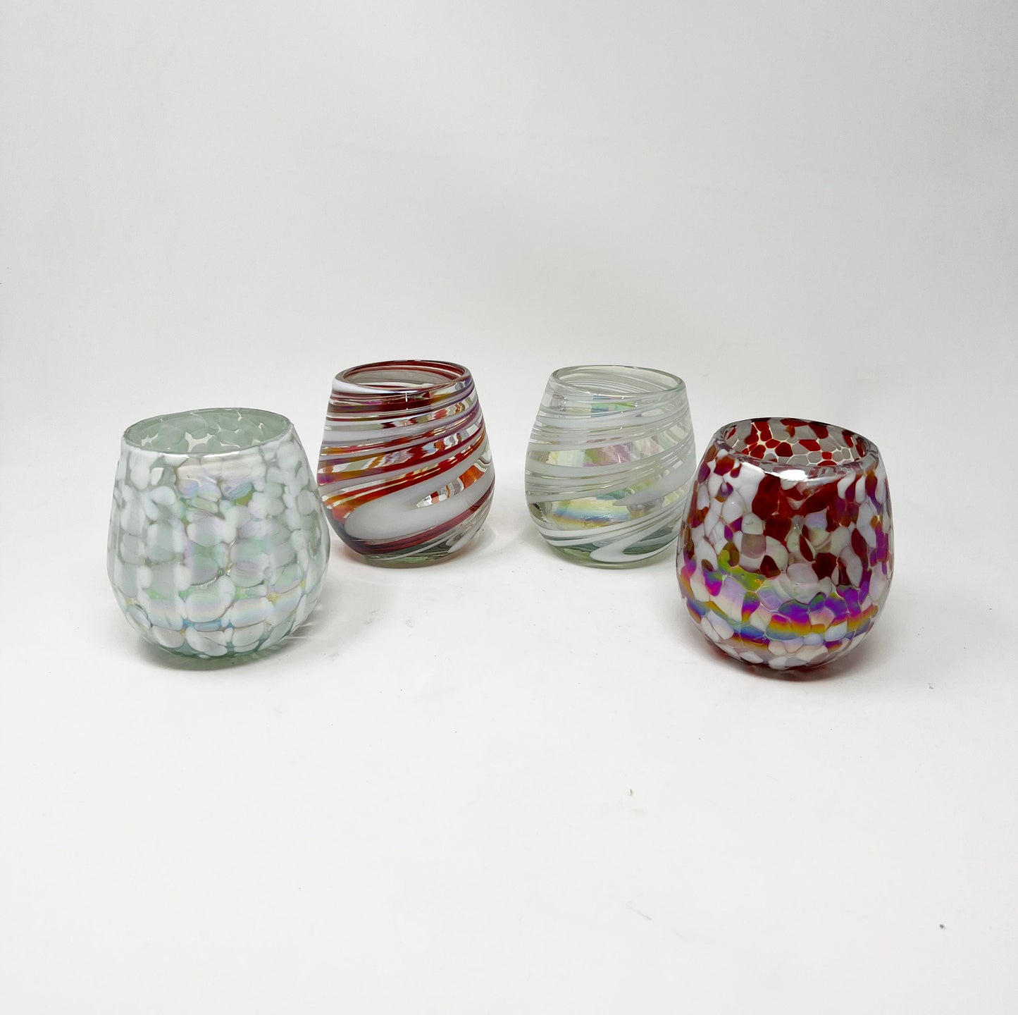 4 Stemless Wine Glasses - Christmas 22 Collection (Iridescent)