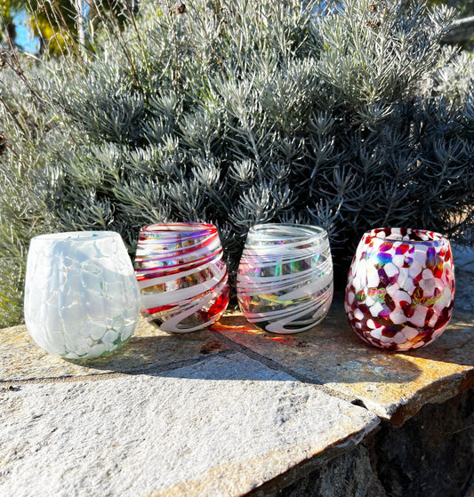 4 Stemless Wine Glasses - Christmas 22 Collection (Iridescent)