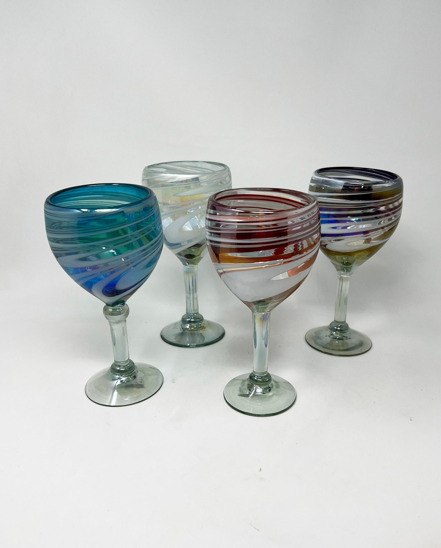 4 Hand Blown Wine Glass - Cotton Candy Collection (Iridescent)